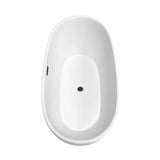 Juno 67 Inch Freestanding Bathtub in Matte White with Floor Mounted Faucet, Drain and Overflow Trim in Matte Black