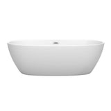 Juno 71 Inch Freestanding Bathtub in Matte White with Polished Chrome Drain and Overflow Trim
