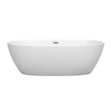 Juno 71 Inch Freestanding Bathtub in Matte White with Brushed Nickel Drain and Overflow Trim