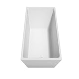 Hannah 59 Inch Freestanding Bathtub in White with Polished Chrome Trim and Floor Mounted Faucet in Brushed Gold