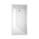 Hannah 59 Inch Freestanding Bathtub in White with Floor Mounted Faucet, Drain and Overflow Trim in Brushed Nickel