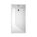 Hannah 59 Inch Freestanding Bathtub in White with Floor Mounted Faucet, Drain and Overflow Trim in Matte Black