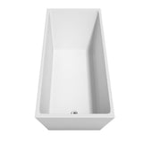Hannah 67 Inch Freestanding Bathtub in White with Floor Mounted Faucet, Drain and Overflow Trim in Brushed Nickel