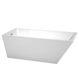 Wyndham Collection - Hannah 67 Inch Freestanding Bathtub in White with Brushed Nickel Drain and Overflow Trim - White With Brushed Nickel
