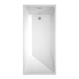 Hannah 67 Inch Freestanding Bathtub in White with Floor Mounted Faucet, Drain and Overflow Trim in Brushed Nickel