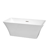 Wyndham Collection - Tiffany 59 Inch Freestanding Bathtub in White with Brushed Nickel Drain and Overflow Trim - White With Brushed Nickel