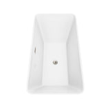 Tiffany 59 Inch Freestanding Bathtub in White with Floor Mounted Faucet, Drain and Overflow Trim in Brushed Nickel