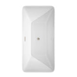 Tiffany 59 Inch Freestanding Bathtub in White with Floor Mounted Faucet, Drain and Overflow Trim in Brushed Nickel
