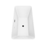 Tiffany 59 Inch Freestanding Bathtub in White with Floor Mounted Faucet, Drain and Overflow Trim in Matte Black