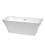 Wyndham Collection - Tiffany 67 Inch Freestanding Bathtub in White with Brushed Nickel Drain and Overflow Trim - White With Brushed Nickel