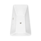 Tiffany 67 Inch Freestanding Bathtub in White with Floor Mounted Faucet, Drain and Overflow Trim in Brushed Nickel