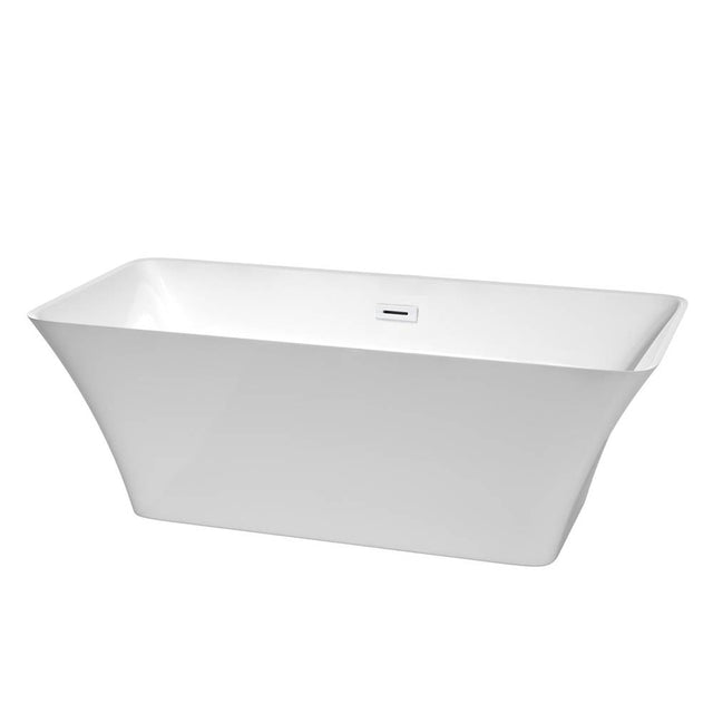 Wyndham Collection - Tiffany 67 Inch Freestanding Bathtub in White with Shiny White Drain and Overflow Trim