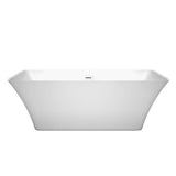 Tiffany 67 Inch Freestanding Bathtub in White with Shiny White Drain and Overflow Trim