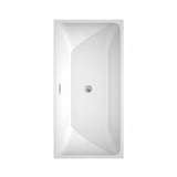 Rachel 59 Inch Freestanding Bathtub in White with Polished Chrome Trim and Floor Mounted Faucet in Matte Black