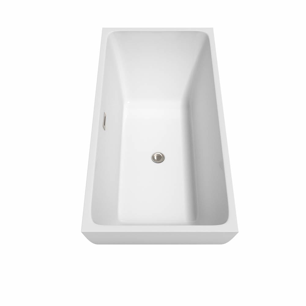 Rachel 59 Inch Freestanding Bathtub in White with Polished Chrome Drain and Overflow Trim