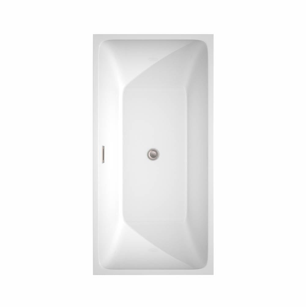 Rachel 59 Inch Freestanding Bathtub in White with Polished Chrome Drain and Overflow Trim
