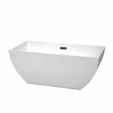 Wyndham Collection - Rachel 59 Inch Freestanding Bathtub in White with Matte Black Drain and Overflow Trim