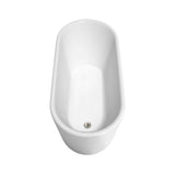 Ursula 59 Inch Freestanding Bathtub in White with Polished Chrome Drain and Overflow Trim