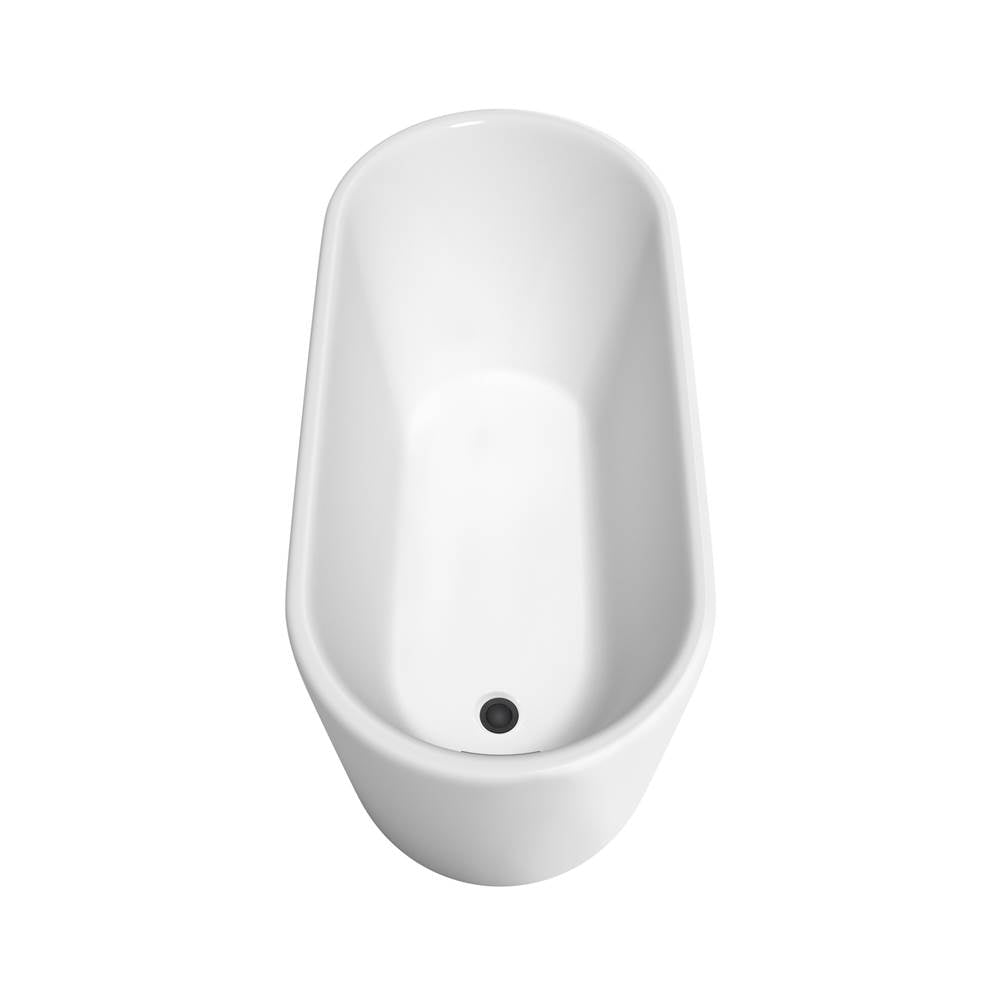 Ursula 59 Inch Freestanding Bathtub in White with Floor Mounted Faucet, Drain and Overflow Trim in Matte Black