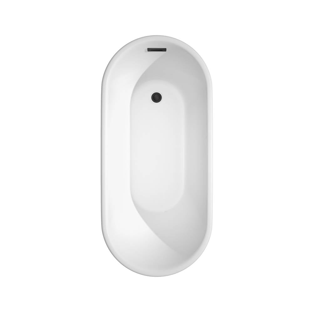 Ursula 59 Inch Freestanding Bathtub in White with Matte Black Drain and Overflow Trim