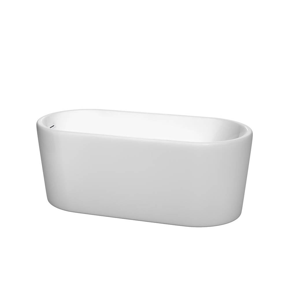 Wyndham Collection - Ursula 59 Inch Freestanding Bathtub in White with Shiny White Drain and Overflow Trim