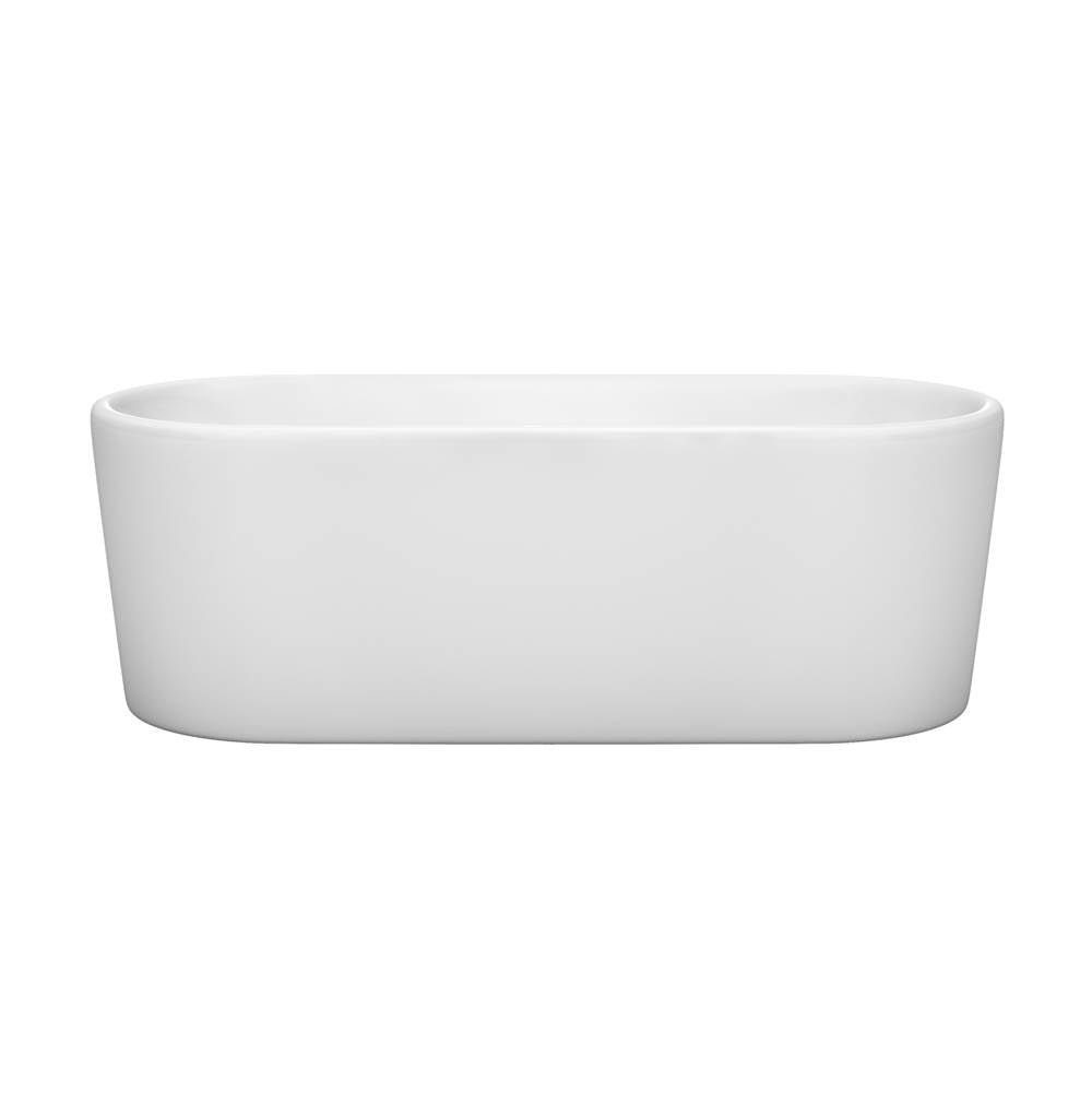 Ursula 67 Inch Freestanding Bathtub in White with Polished Chrome Drain and Overflow Trim