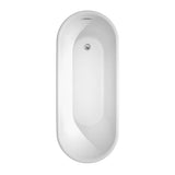 Ursula 67 Inch Freestanding Bathtub in White with Polished Chrome Drain and Overflow Trim