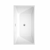 Sara 59 Inch Freestanding Bathtub in White with Polished Chrome Trim and Floor Mounted Faucet in Brushed Gold