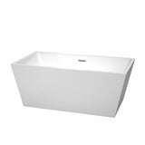 Wyndham Collection - Sara 59 Inch Freestanding Bathtub in White with Brushed Nickel Drain and Overflow Trim - White With Brushed Nickel