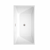 Sara 59 Inch Freestanding Bathtub in White with Floor Mounted Faucet, Drain and Overflow Trim in Brushed Nickel