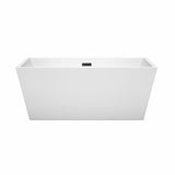 Sara 59 Inch Freestanding Bathtub in White with Matte Black Drain and Overflow Trim