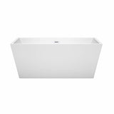 Sara 59 Inch Freestanding Bathtub in White with Shiny White Drain and Overflow Trim