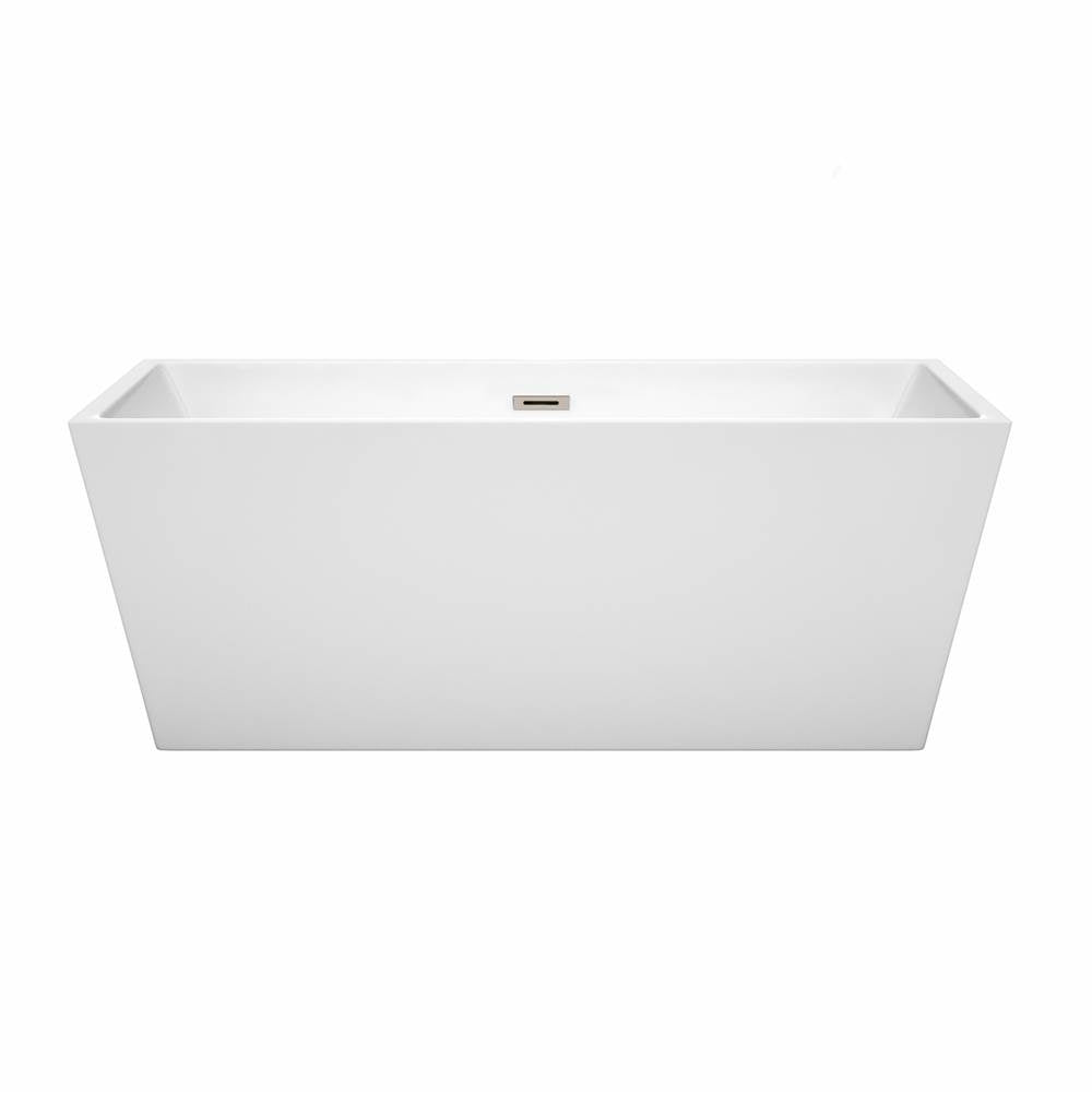 Sara 63 Inch Freestanding Bathtub in White with Polished Chrome Drain and Overflow Trim