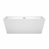 Sara 63 Inch Freestanding Bathtub in White with Polished Chrome Drain and Overflow Trim