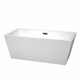 Wyndham Collection - Sara 63 Inch Freestanding Bathtub in White with Matte Black Drain and Overflow Trim