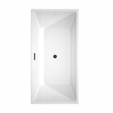 Sara 63 Inch Freestanding Bathtub in White with Matte Black Drain and Overflow Trim