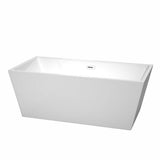Wyndham Collection - Sara 63 Inch Freestanding Bathtub in White with Shiny White Drain and Overflow Trim
