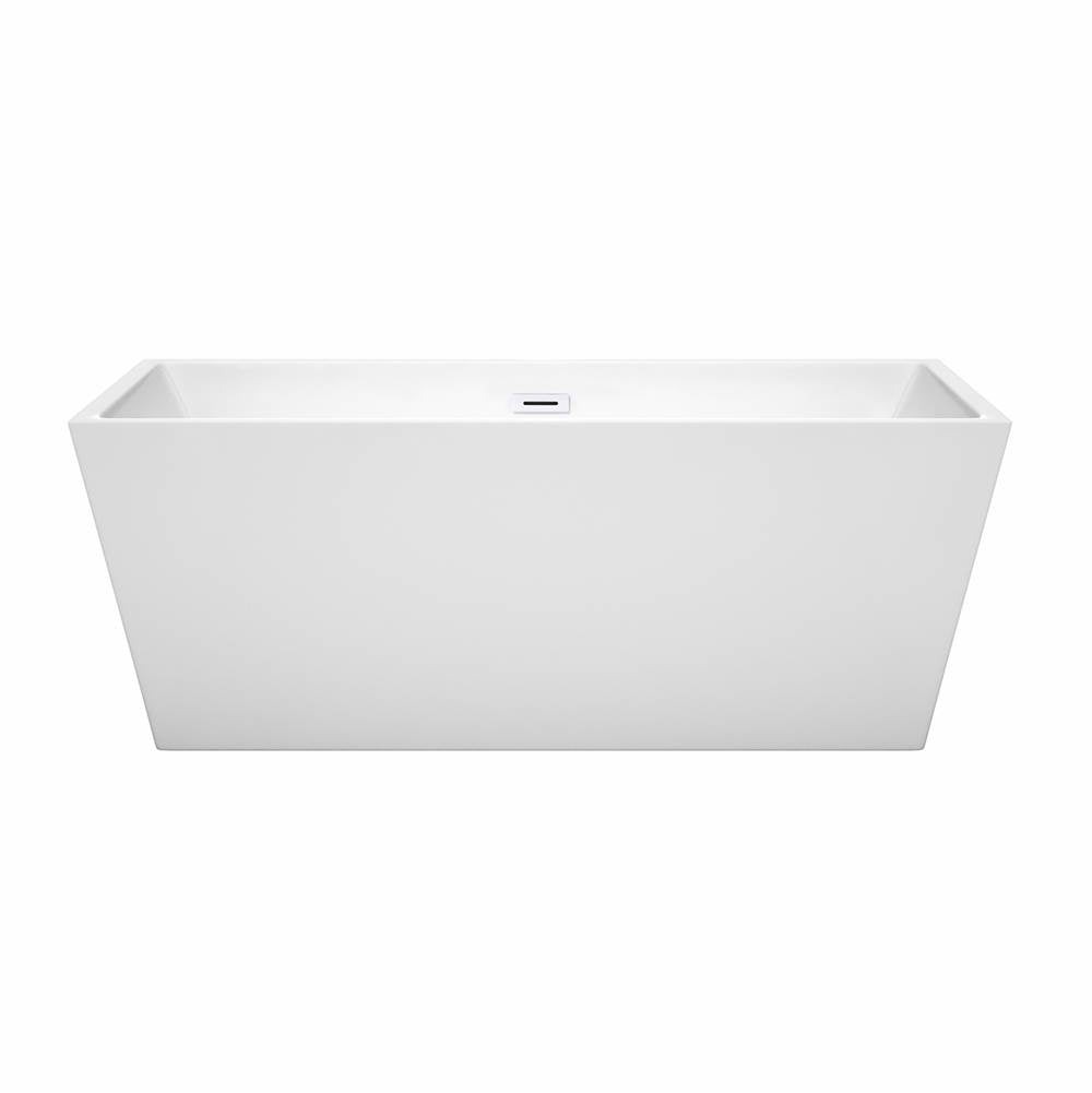 Sara 63 Inch Freestanding Bathtub in White with Shiny White Drain and Overflow Trim