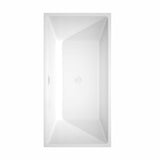 Sara 63 Inch Freestanding Bathtub in White with Shiny White Trim and Floor Mounted Faucet in Brushed Gold