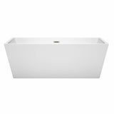 Sara 67 Inch Freestanding Bathtub in White with Polished Chrome Drain and Overflow Trim