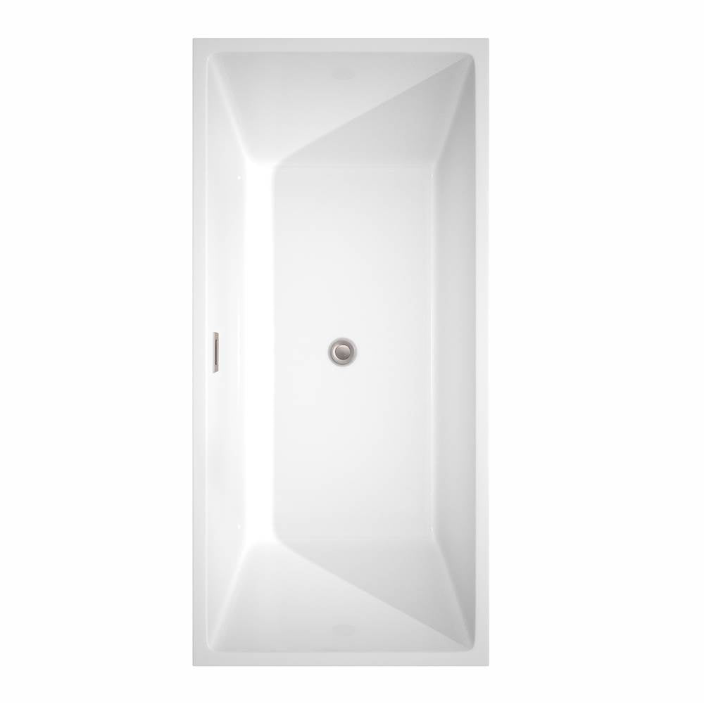 Sara 67 Inch Freestanding Bathtub in White with Polished Chrome Drain and Overflow Trim
