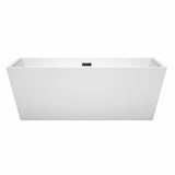 Sara 67 Inch Freestanding Bathtub in White with Matte Black Drain and Overflow Trim