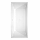 Sara 67 Inch Freestanding Bathtub in White with Shiny White Trim and Floor Mounted Faucet in Brushed Gold
