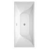 Maryam 71 Inch Freestanding Bathtub in White with Polished Chrome Trim and Floor Mounted Faucet in Brushed Gold