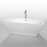 Wyndham Collection - Maryam 71 Inch Freestanding Bathtub in White with Floor Mounted Faucet, Drain and Overflow Trim in Polished Chrome - White With Polished Chrome