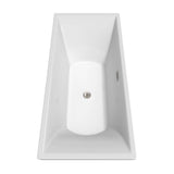 Maryam 71 Inch Freestanding Bathtub in White with Floor Mounted Faucet, Drain and Overflow Trim in Brushed Nickel