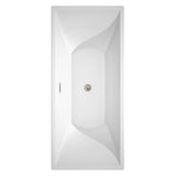 Maryam 71 Inch Freestanding Bathtub in White with Polished Chrome Drain and Overflow Trim