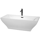 Wyndham Collection - Maryam 71 Inch Freestanding Bathtub in White with Floor Mounted Faucet, Drain and Overflow Trim in Matte Black
