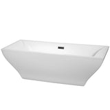Wyndham Collection - Maryam 71 Inch Freestanding Bathtub in White with Matte Black Drain and Overflow Trim