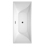 Maryam 71 Inch Freestanding Bathtub in White with Floor Mounted Faucet, Drain and Overflow Trim in Matte Black